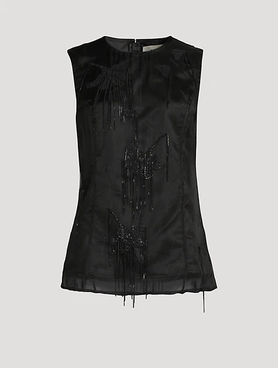 Embellished tulip organza top