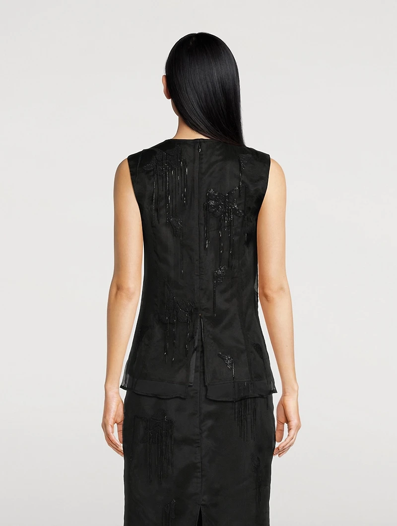 Embellished tulip organza top