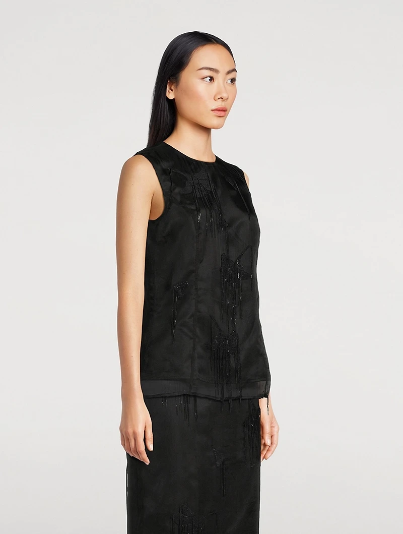 Embellished tulip organza top