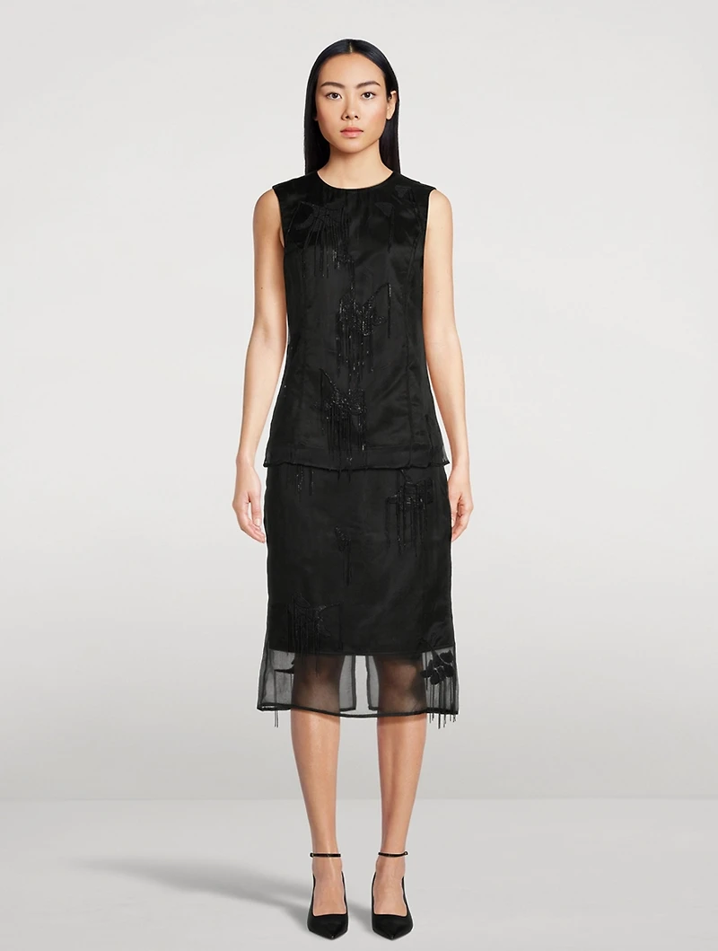 Embellished tulip organza top