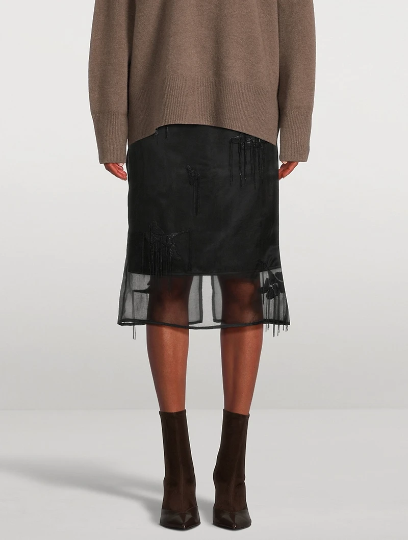 Embellished Organza Tulip Skirt