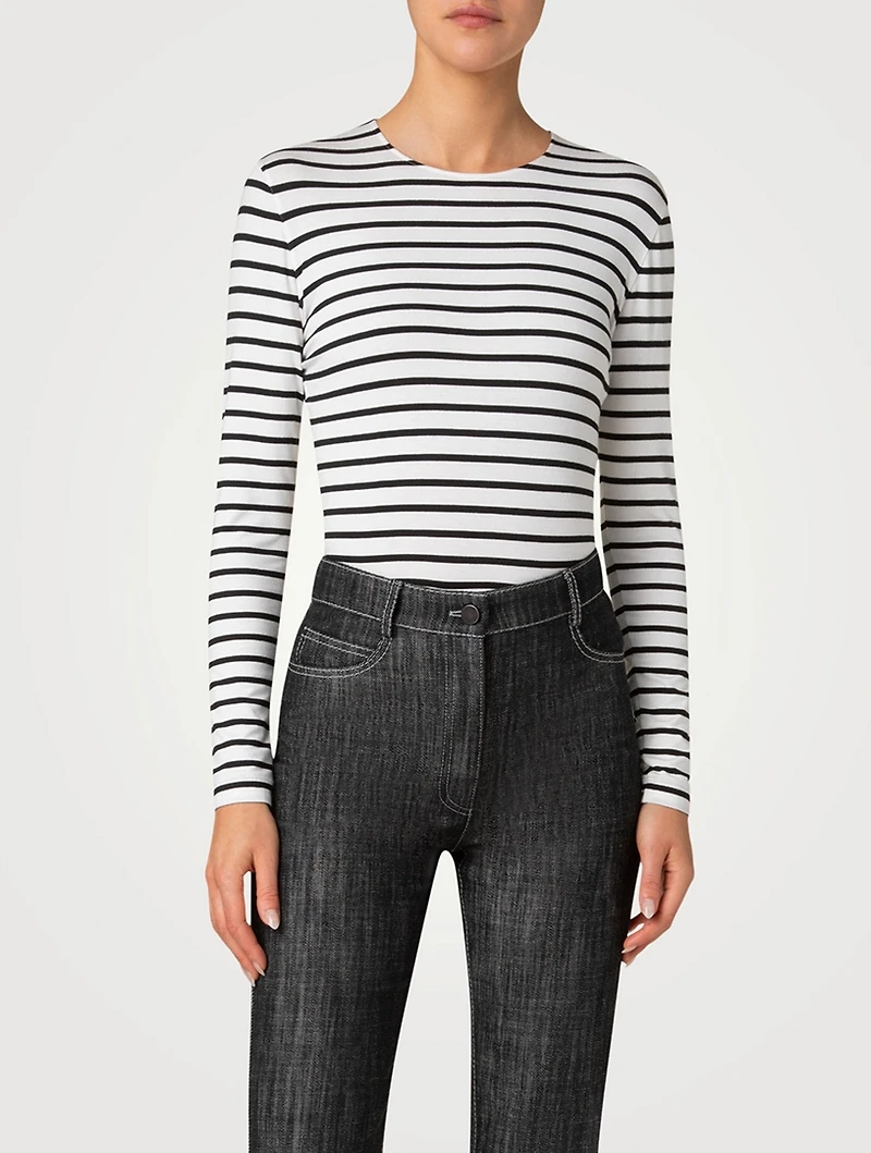 Jersey Top Stripe Print