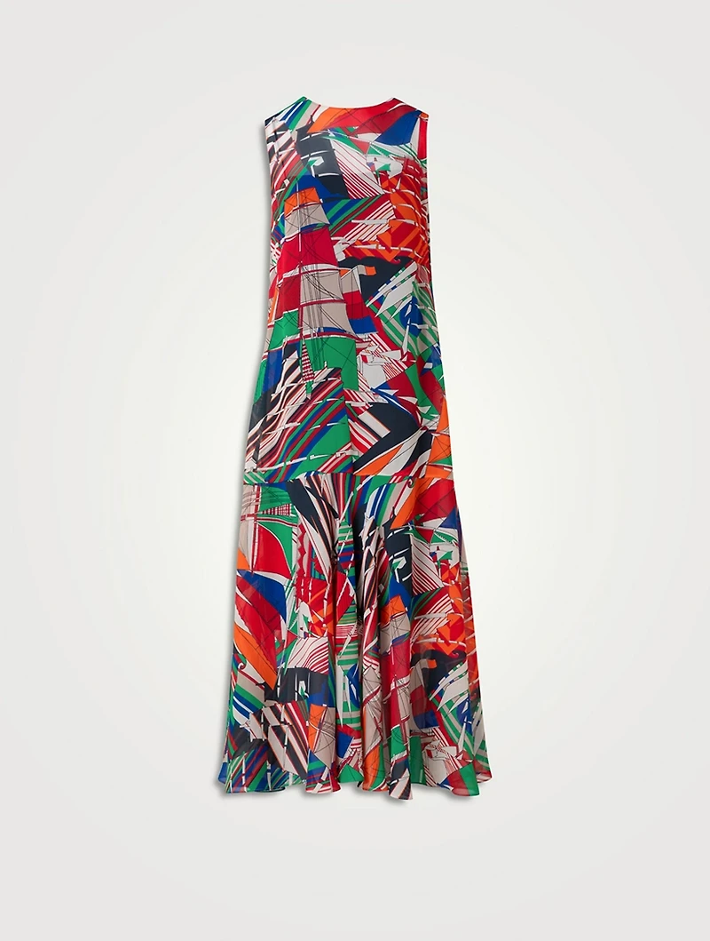 Georgette Sleeveless Midi Dress Graphic Print