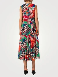 Georgette Sleeveless Midi Dress Graphic Print