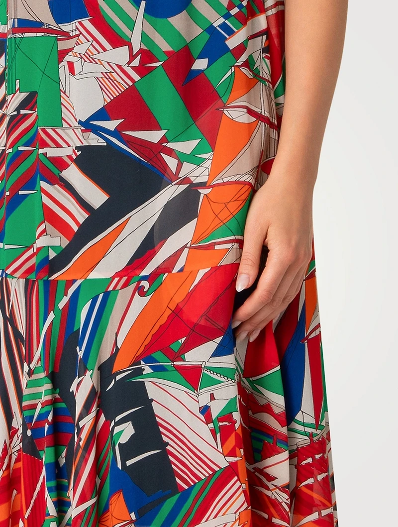 Georgette Sleeveless Midi Dress Graphic Print