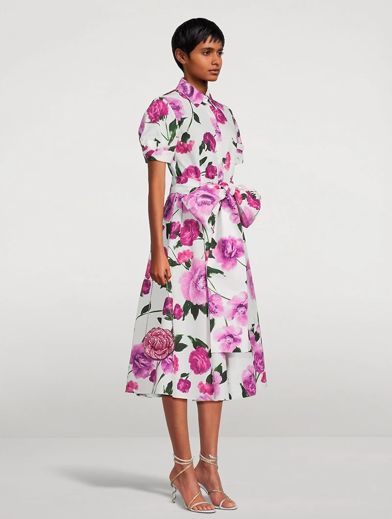 Belted Shirt Dress Floral Print