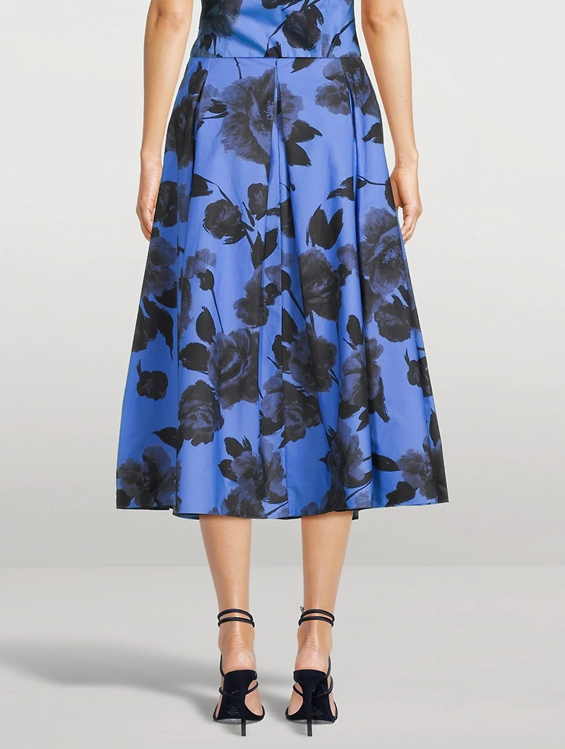 Poplin Midi Skirt Floral Print