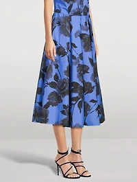 Poplin Midi Skirt Floral Print