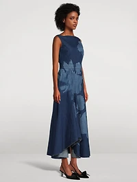 Denim Midi Dress Floral Print