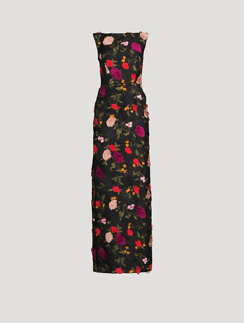 Floral Appliqué Column Gown