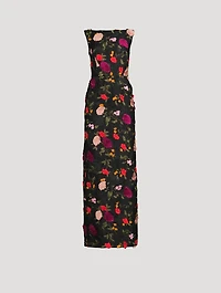 Floral Appliqué Column Gown