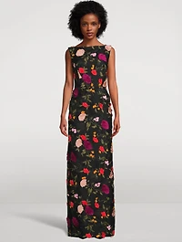 Floral Appliqué Column Gown