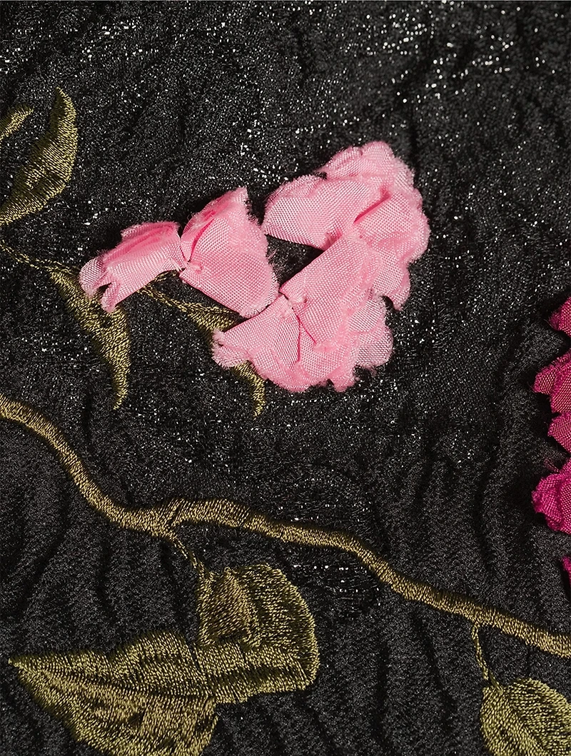 Floral Appliqué Column Gown