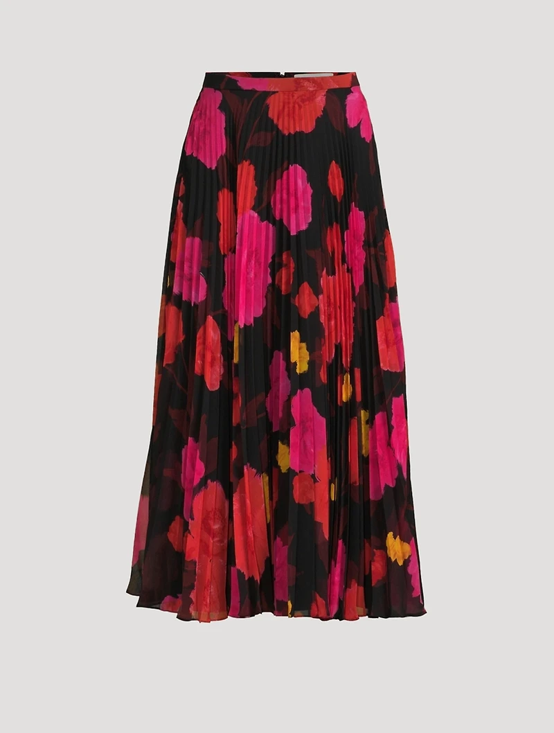 Pleated Midi Skirt Violetta Bloom Print