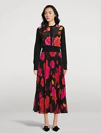 Pleated Midi Skirt Violetta Bloom Print