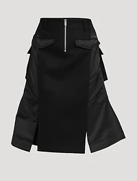 Wool And Nylon Twill Midi Skirt