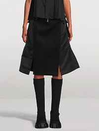 Wool And Nylon Twill Midi Skirt