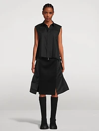 Wool And Nylon Twill Midi Skirt