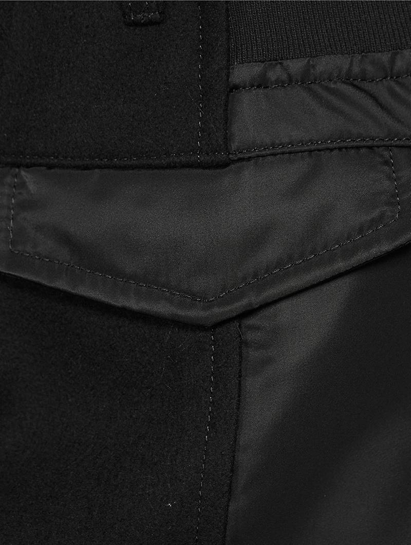 Wool And Nylon Twill Midi Skirt