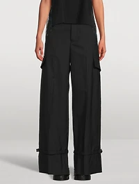 Wide-Leg Suiting Cargo Trousers