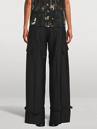 Wide-Leg Suiting Cargo Trousers
