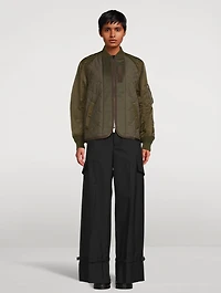 Wide-Leg Suiting Cargo Trousers