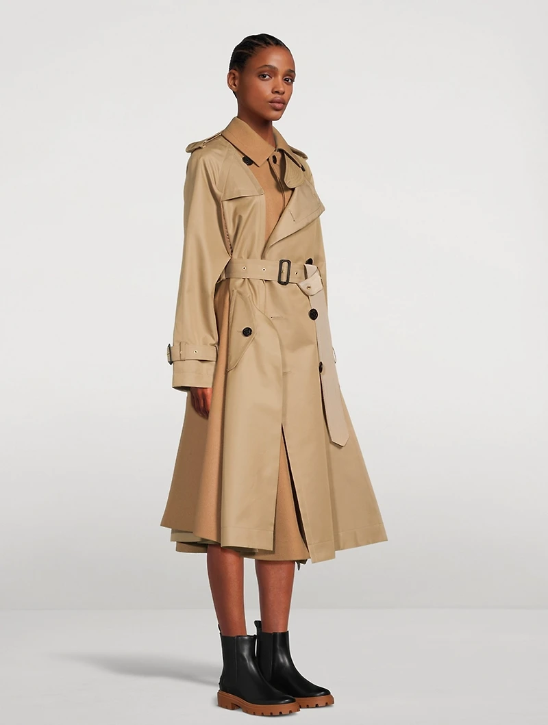 Cotton Gabardine And Wool Trench Coat