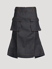Denim Cargo Midi Skirt