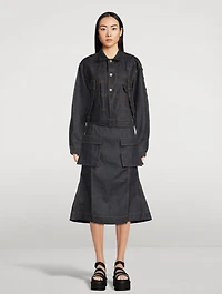 Denim Cargo Midi Skirt