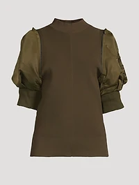 Nylon Twill Knit Top