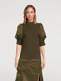 Nylon Twill Knit Top