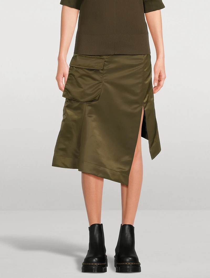 Nylon Twill Cargo Midi Skirt