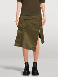 Nylon Twill Cargo Midi Skirt