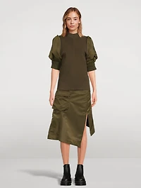 Nylon Twill Cargo Midi Skirt