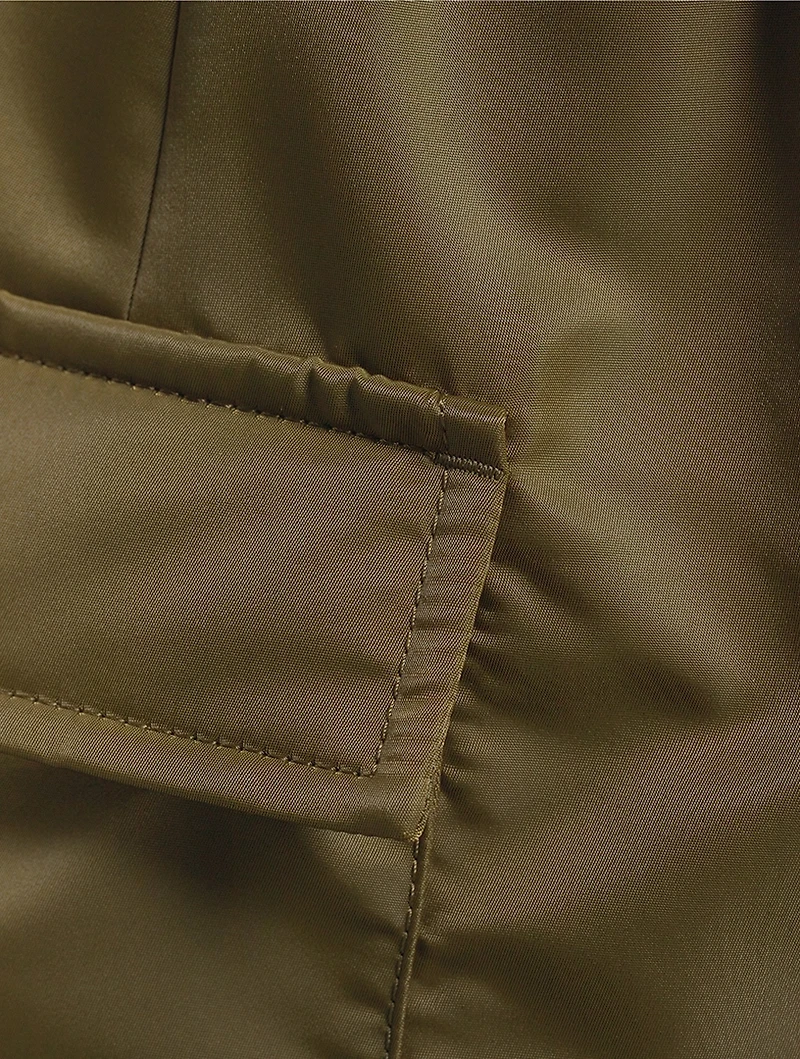 Nylon Twill Cargo Midi Skirt