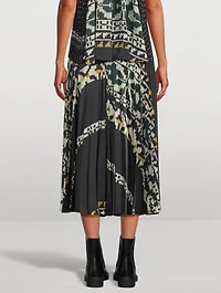 Pleated Midi Skirt Graphic Print