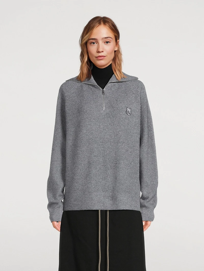 Bold Fox Head Half-Zip Sweater