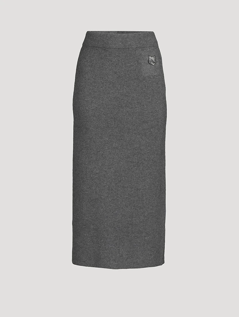 Bold Fox Rib-Knit Pencil Skirt