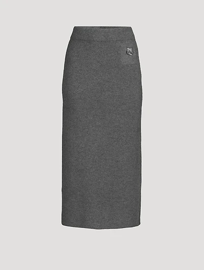 Bold Fox Rib-Knit Pencil Skirt