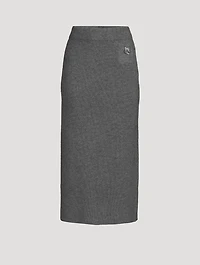 Bold Fox Rib-Knit Pencil Skirt