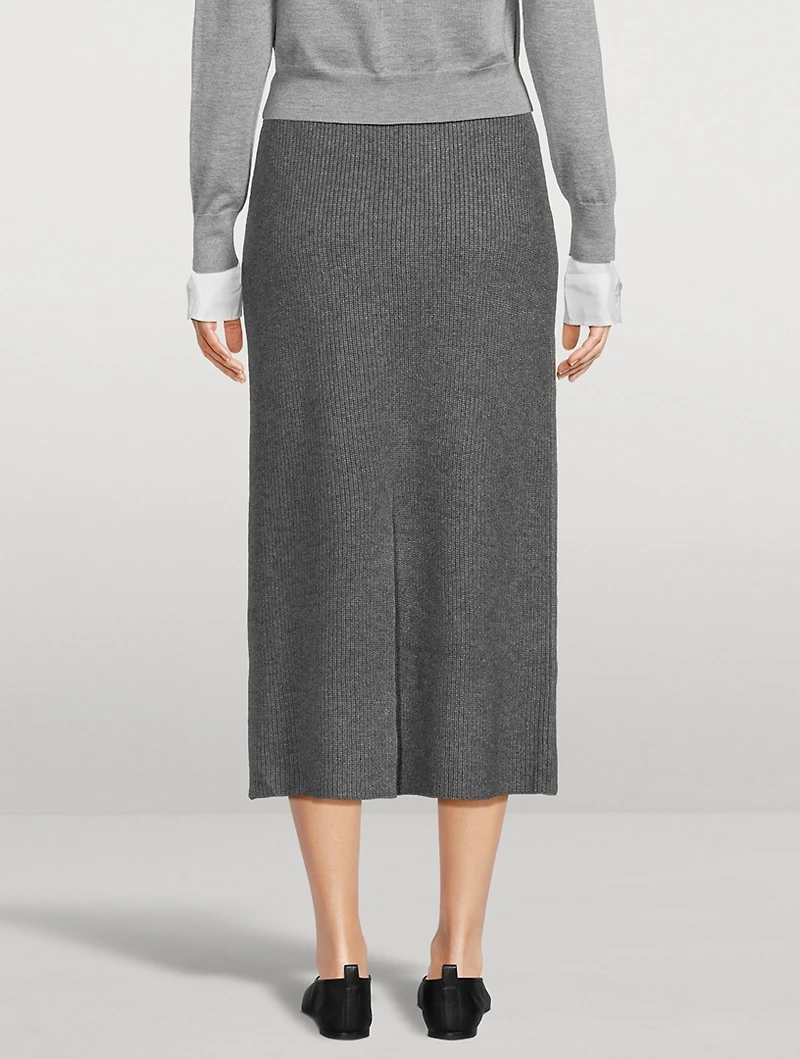 Bold Fox Rib-Knit Pencil Skirt