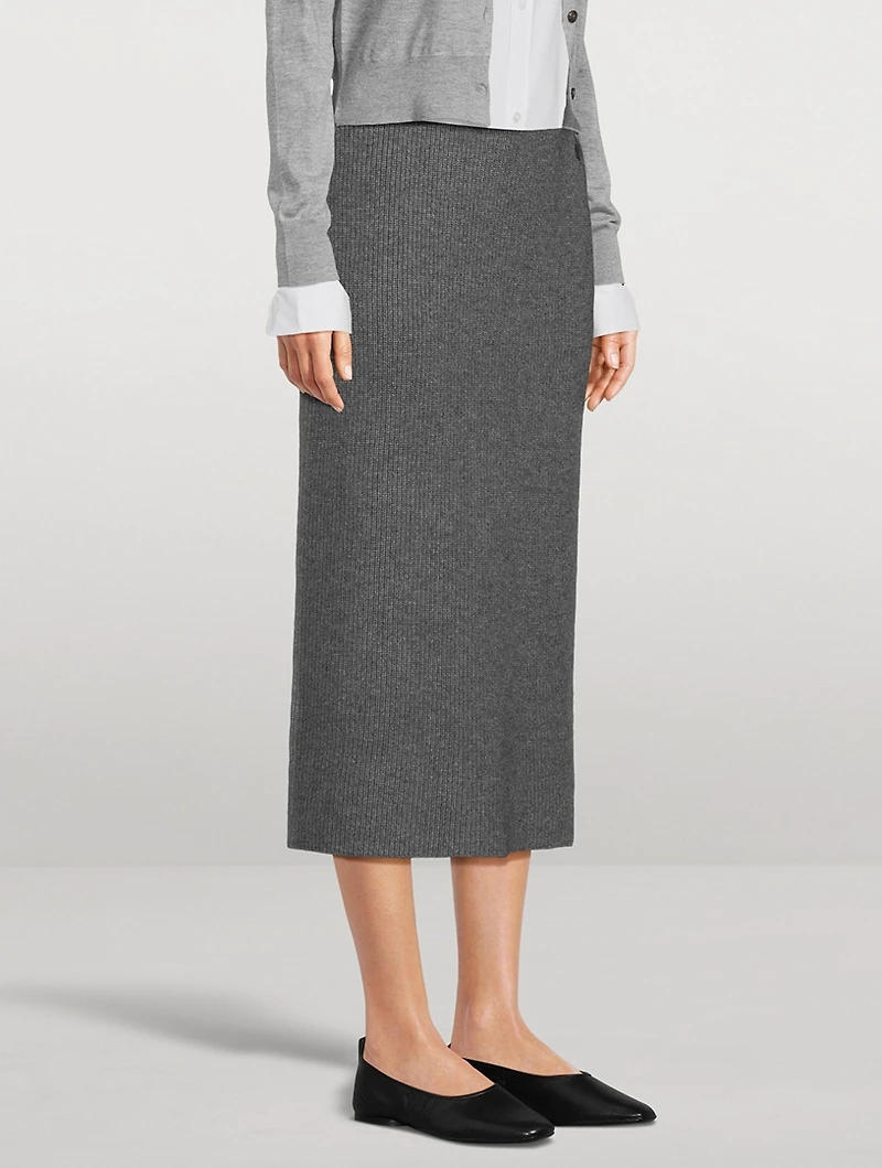 Bold Fox Rib-Knit Pencil Skirt