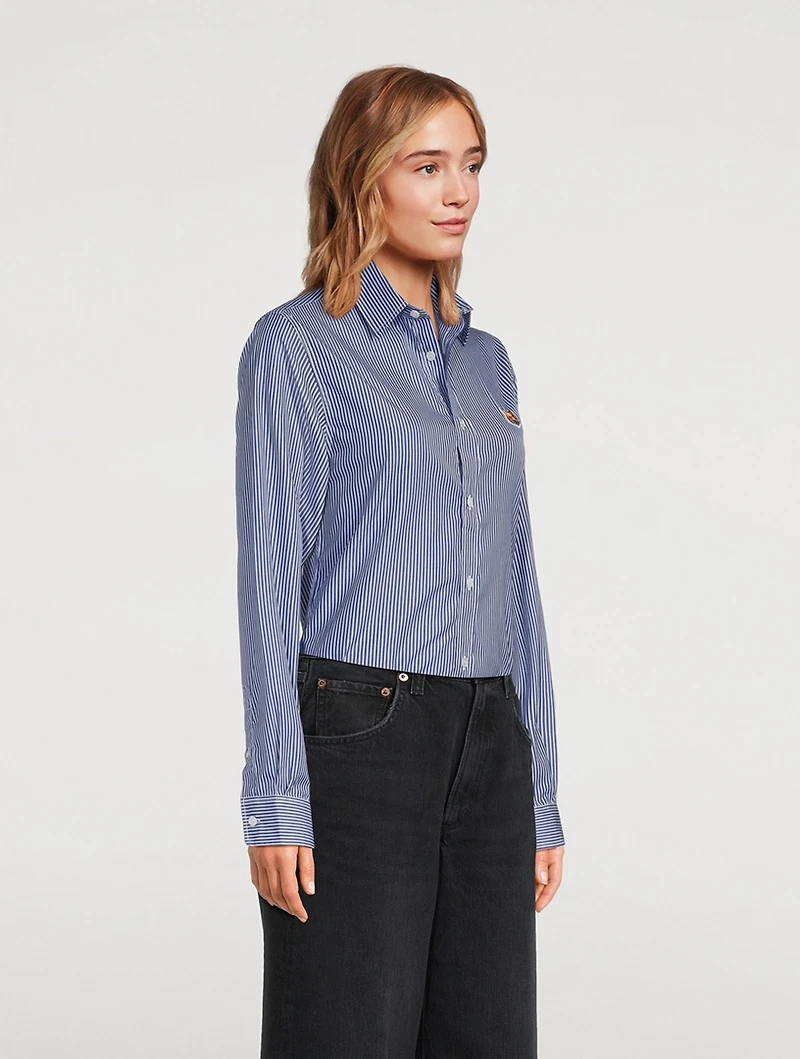 Classic Fox Head Poplin Shirt Stripe Print