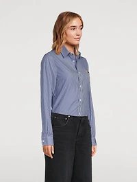 Classic Fox Head Poplin Shirt Stripe Print