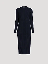 Check Rib-Knit Midi Dress