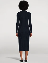 Check Rib-Knit Midi Dress