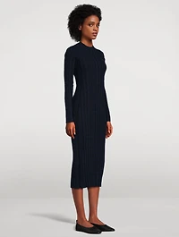 Check Rib-Knit Midi Dress