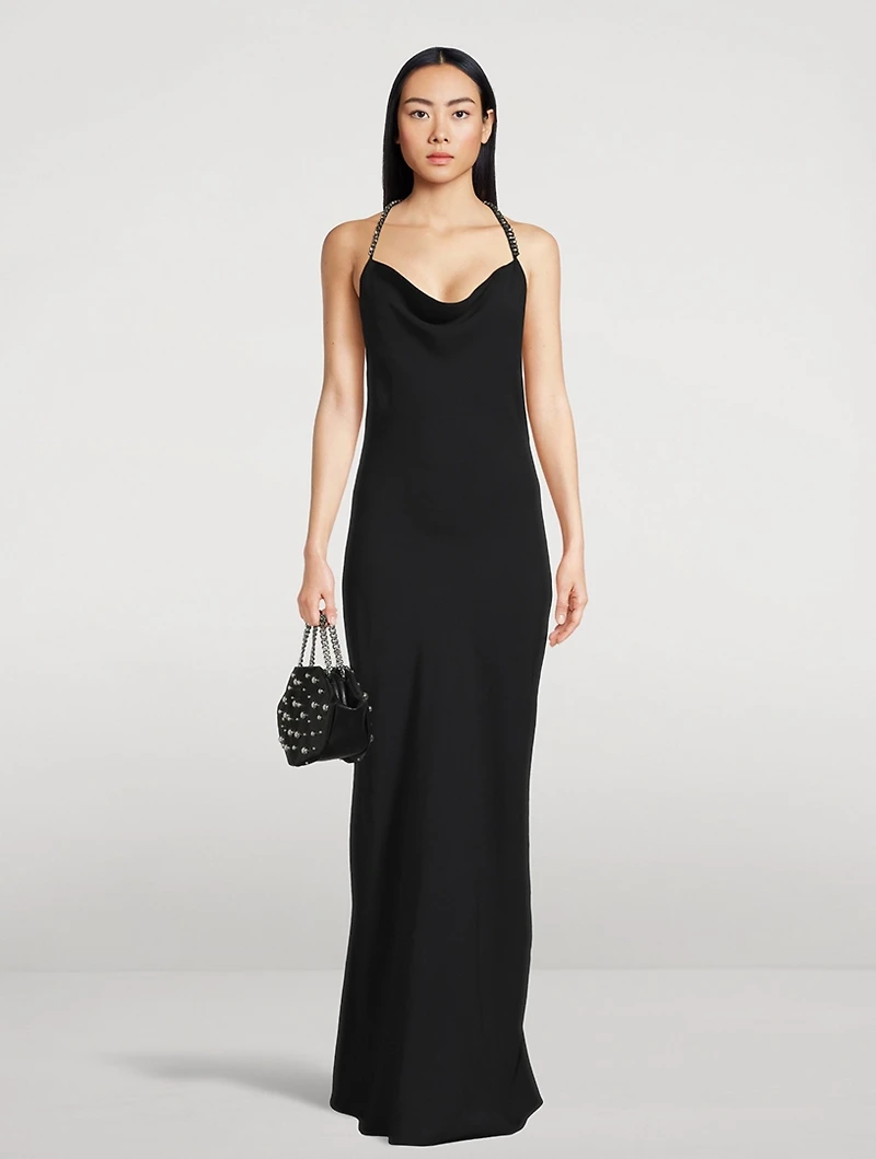 Crystal-Embellished Halter Gown
