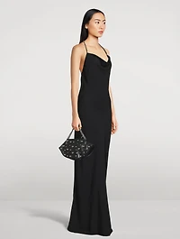 Crystal-Embellished Halter Gown