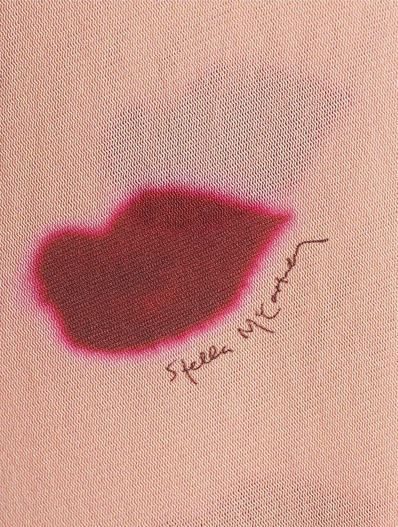 Mesh Maxi Dress Lips Print